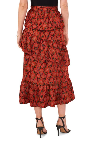 Shop 1.state Cascade Ruffle Midi Skirt In Studio Red