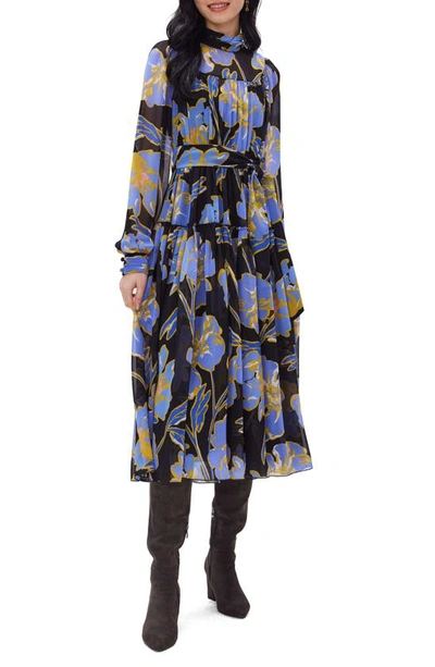 Shop Diane Von Furstenberg Kent Floral Long Sleeve Dress In Otl Floral Gt Sig Blue