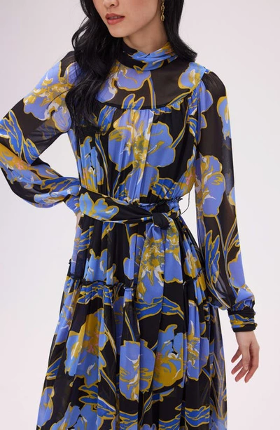 Shop Diane Von Furstenberg Kent Floral Long Sleeve Dress In Otl Floral Gt Sig Blue