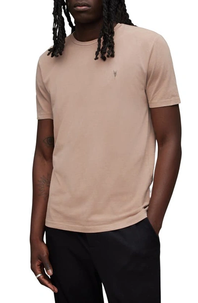 Shop Allsaints Ossage Cotton Crewneck T-shirt In Pale Rose Pink