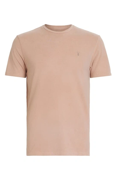 Shop Allsaints Ossage Cotton Crewneck T-shirt In Pale Rose Pink