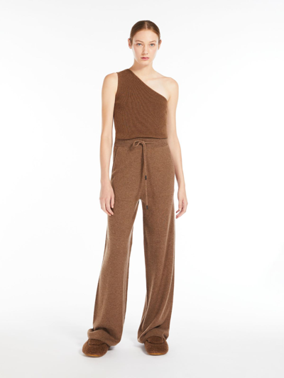 Shop Max Mara Wool And Cashmere One-shoulder Top In Light Brown