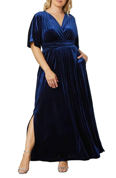 Shop Kiyonna Verona Velvet Gown In Nocturnal Navy