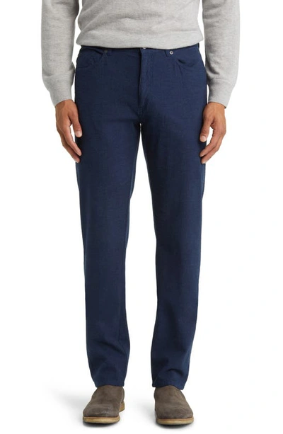 Shop Peter Millar Mountainside Five-pocket Flannel Pants In Atlantic Blue