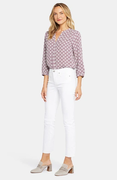 Nydj Sheri Side Slit Slim Ankle Jeans In Optic White