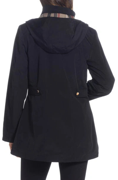 Gallery Water Resistant Zip Front Rain Jacket In Black