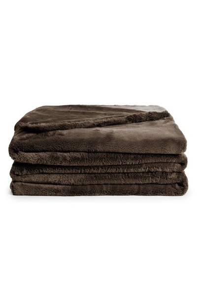 Unhide Cuddle Puddles Plush Throw Blanket In Chocolate Hare