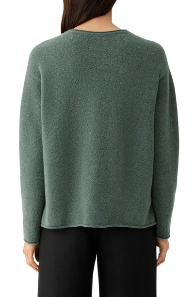 Shop Eileen Fisher Boxy Cashmere Blend Bouclé Sweater In Cypress