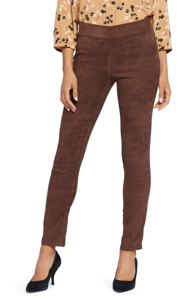 Shop Nydj Faux Suede Leggings In Dark Chocolate