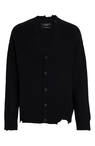 Shop Allsaints Vicious Wool Blend Cardigan In Black