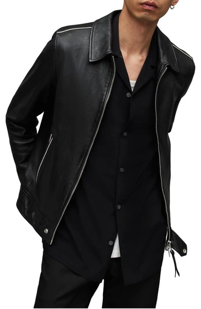 Shop Allsaints Regis Leather Jacket In Black