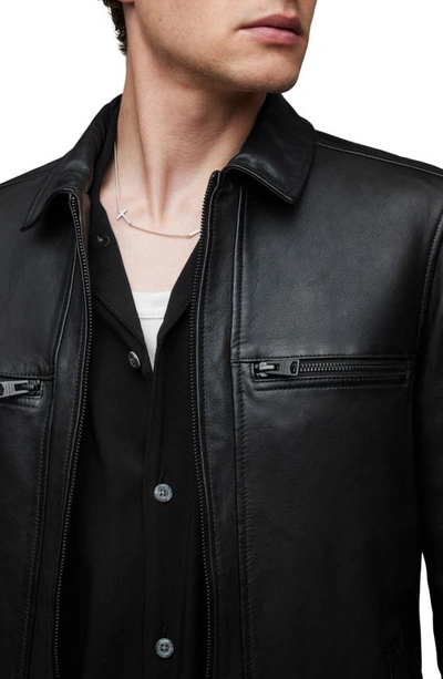 Allsaints Nellcot Zip Up Leather Jacket In Black