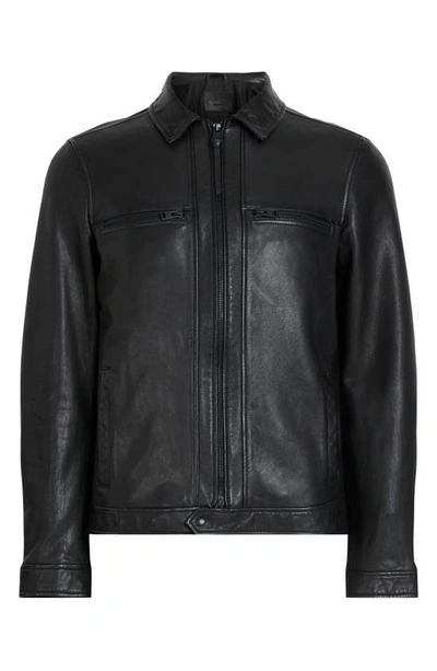 Allsaints Nellcot Zip Up Leather Jacket In Black
