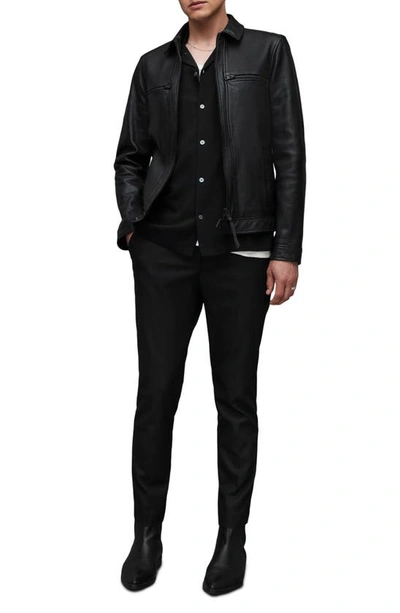 Allsaints Nellcot Zip Up Leather Jacket In Black