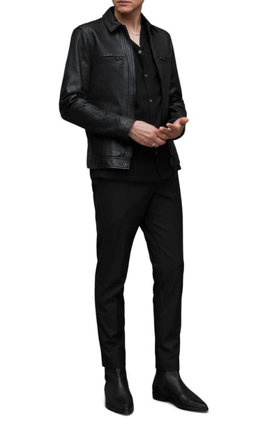 Allsaints Nellcot Zip Up Leather Jacket In Black