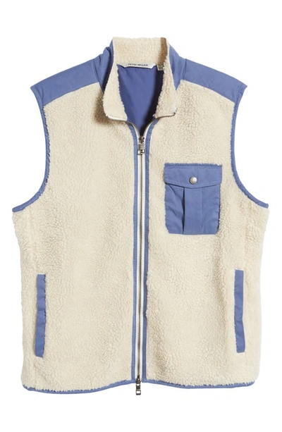 Shop Peter Millar Autumn Mixed Media High Pile Fleece Vest In Sandstone