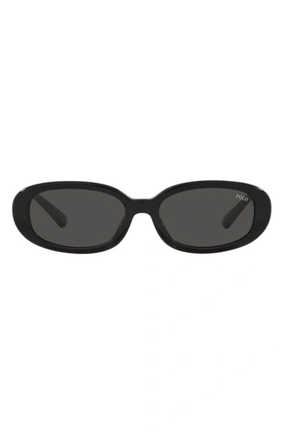 Shop Polo Ralph Lauren 53mm Oval Sunglasses In Shiny Black