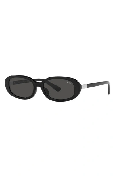 Shop Polo Ralph Lauren 53mm Oval Sunglasses In Shiny Black