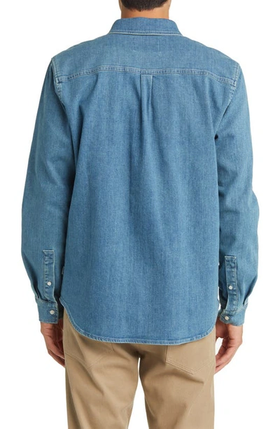 Shop Les Deux Bill Stretch Denim Button-up Shirt In Light Denim Blue