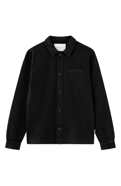 Shop Les Deux Layton Hybrid Denim Button-up Shirt In Black