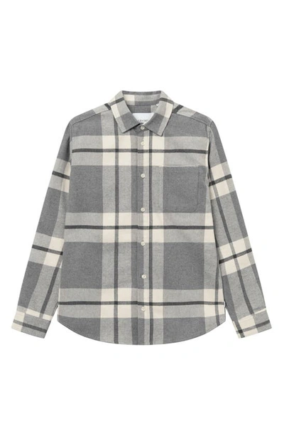 Shop Les Deux Jeremy Flannel Button-up Shirt In Snow/light Grey Melange
