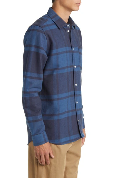 Shop Les Deux Jeremy Flannel Button-up Shirt In Dark Navy/ Midnight Blue