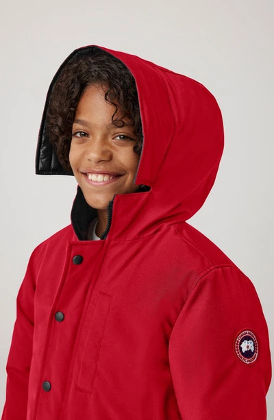 Shop Canada Goose Kids' Logan Hooded 625 Fill Power Down Parka In Fortune Red-rouge Fortune
