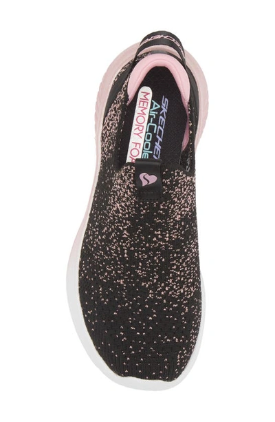 Shop Skechers Kids' Ultra Flex 3.0 All Things Sparkle Slip-on Sneaker In Black/ Rose Gold