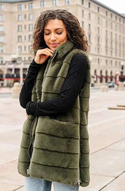 Shop Donna Salyers Fabulous-furs Faux Fur Vest In Olive