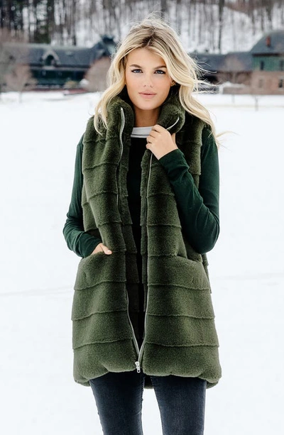 Shop Donna Salyers Fabulous-furs Faux Fur Vest In Olive