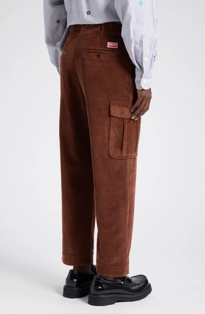 Shop Kenzo Corduroy Cargo Pants In 90- Dark Brown