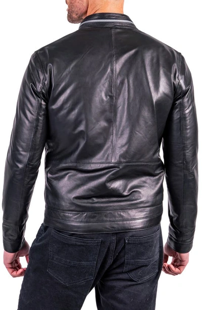 Shop Comstock & Co. Leather Moto Jacket In Black