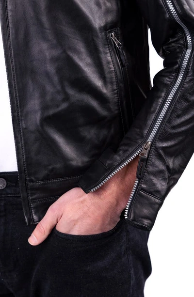 Shop Comstock & Co. Leather Moto Jacket In Black