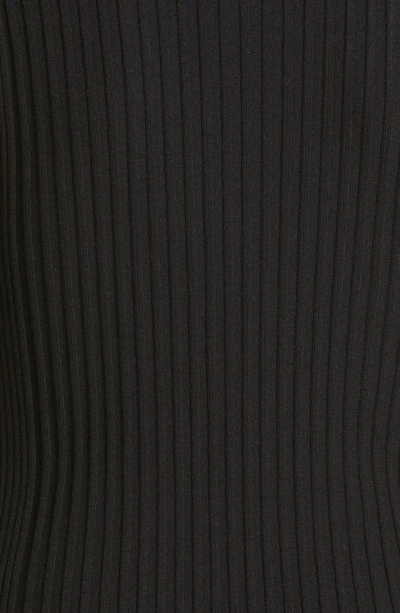 Shop Ganni Long Sleeve Fringe Knit Dress In Black