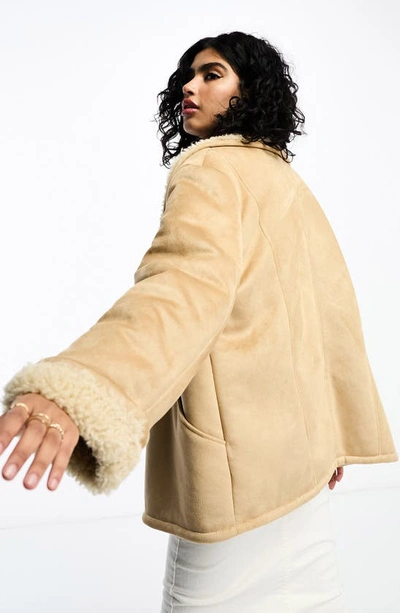 Asos Design Shawl Collar Aviator Jacket In Brown In Brown