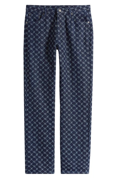 Shop Daily Paper Ralf Print Straight Leg Jeans In Mid Blue