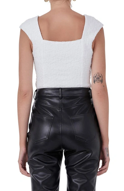 Endless Rose Textured Tulle Cap Sleeve Top In White