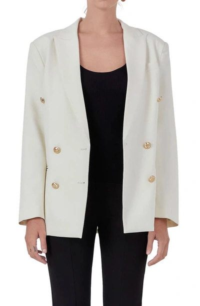Shop Endless Rose Double Breasted Blazer In Ecru