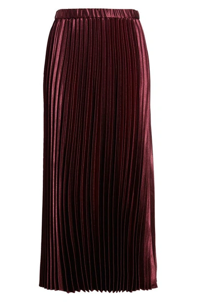 Shop Anne Klein Pleated Satin Skirt In Chianti