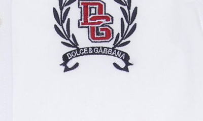Shop Dolce & Gabbana Kids' Crest Logo Embroidered Button-up Shirt In Optical White