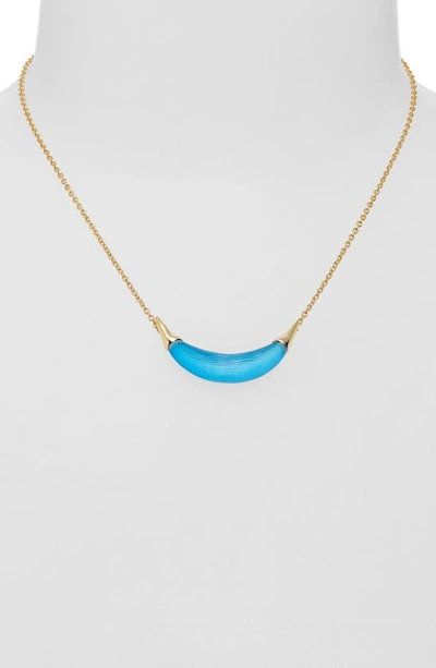 Shop Alexis Bittar Lucite® Crescent Pendant Necklace In Neon Blue