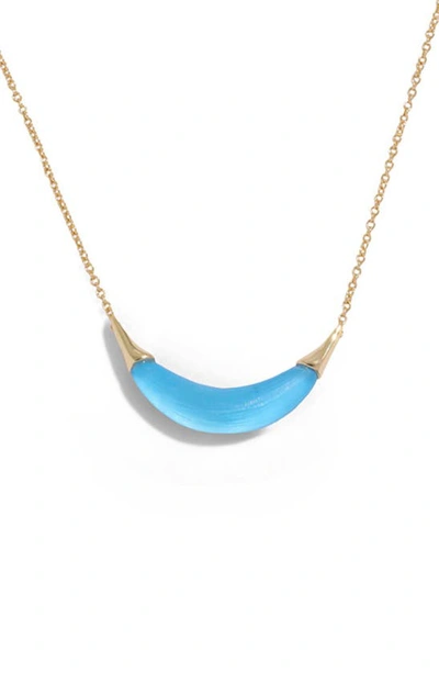 Shop Alexis Bittar Lucite® Crescent Pendant Necklace In Neon Blue