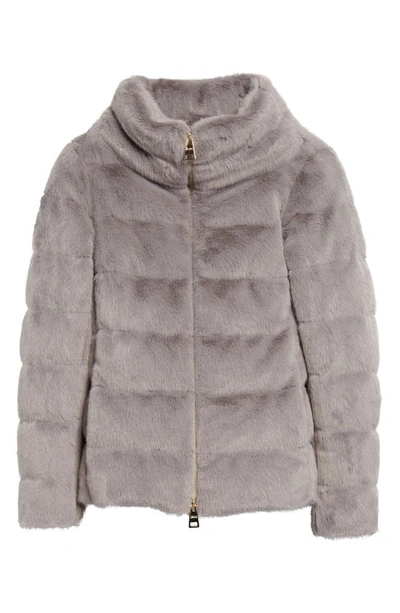 Shop Herno Quilted Down Faux Fur Puffer Jacket In Grey