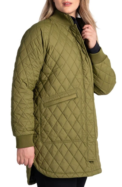 Shop Lole Quilted Water Repellent Nylon Bomber Jacket In Tarragon