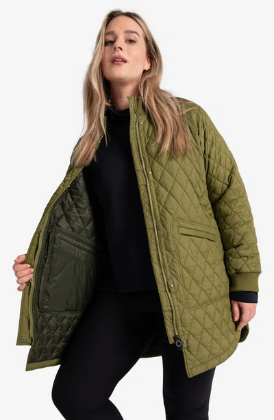 Shop Lole Quilted Water Repellent Nylon Bomber Jacket In Tarragon