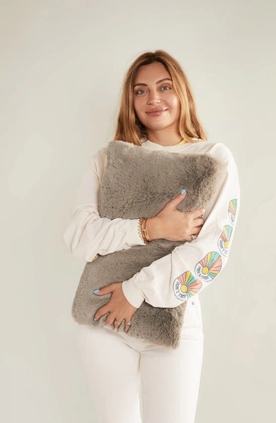 Shop Unhide Squish Fleece Lumbar Pillow In Taupe Ducky