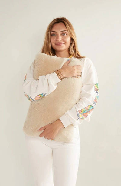 Shop Unhide Squish Fleece Lumbar Pillow In Beige Bear