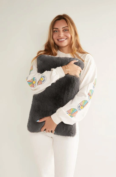 Shop Unhide Squish Fleece Lumbar Pillow In Charcoal Charlie
