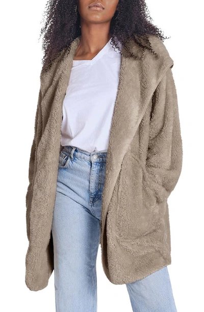 Shop Unhide Shleepy Hooded Fleece Wrap In Taupe Ducky