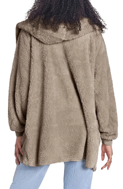 Shop Unhide Shleepy Hooded Fleece Wrap In Taupe Ducky